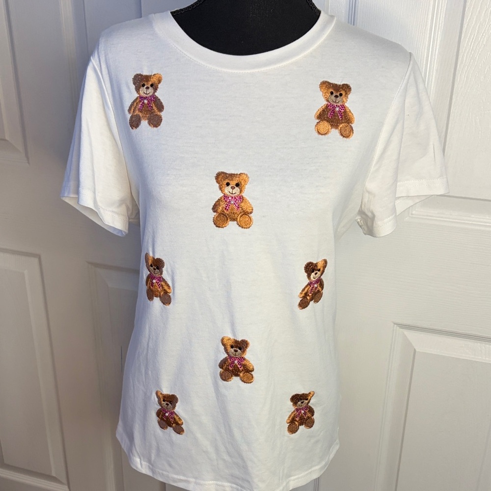 On 12th Embroidered Teddy Bears w Embellished Bow size Medium